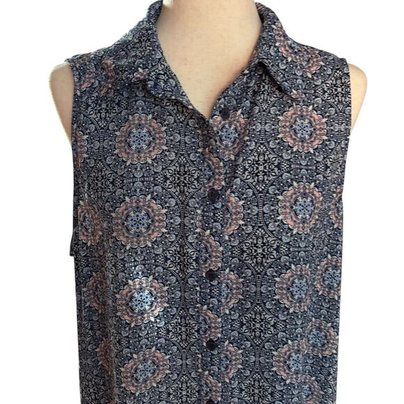 Philosophy Women's Plus size 1X Print Tunic Top Semi Sheer EUC - Picture 2 of 6